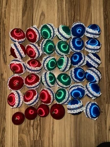 Juego De 36 Adornos De Navidad De Colección Rojo Azul Verde Volantes Cinta - Imagen 1 de 4
