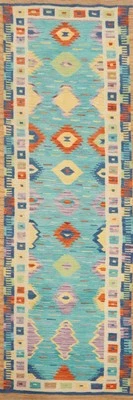 Tapete Southwestern Kilim Runner 3x9 com designs dinâmicos de diamante tapete reversível - Imagem 1 de 4