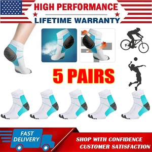 5 Pairs Compression Socks Ankle Sleeve for Plantar Fasciitis Achilles Tendonitis - Picture 1 of 16