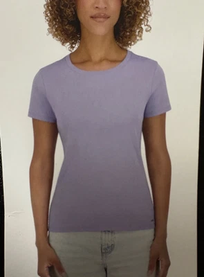 Camiseta para mujer DKNY 100 % algodón orgánico manga corta cuello redondo púrpura XXLarge Foto 1 de 2