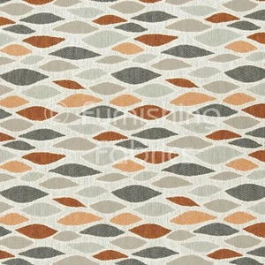 Eye Lid Pattern Grey Orange White Colour Woven Soft Chenille Upholstery Fabric - Picture 1 of 5