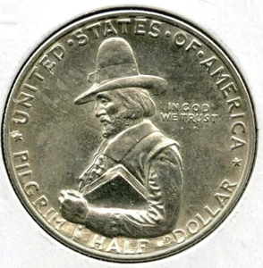 1920 Pilgrim Tercentenary Silver Half Dollar - Gedenkmünze - L549 - Bild 1 von 2