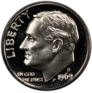 1969-S Roosevelt Dime Deep Cameo Proof 10C US Mint Fresh From Proof Set - Picture 1 of 2