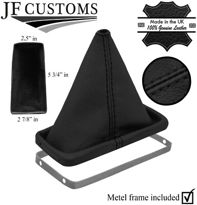 BOTA DE ENGRANAJE DE CUERO GRANO SUPERIOR PUNTADA NEGRA + MARCO DE METAL SE ADAPTA A CORVETTE C3 68-77 Foto 1 de 2