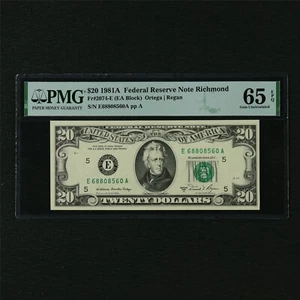 1981A Federal Reserve Note Richmond 20 Dollars Fr#2074-E PMG 65 EPQ Gem UNC - Picture 1 of 4