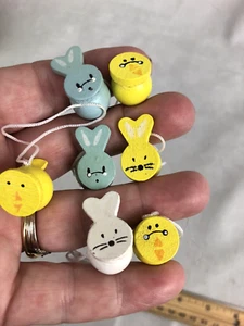 Vintage Painted Wood Small Rabbit and Birds Miniature Ornaments 7 Pieces - Picture 1 of 5