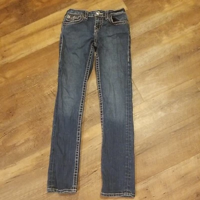 Pantalones de mezclilla True Religion para niñas talla 10 cintura ajustable puntadas rosas  Foto 1 de 4