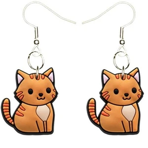 Kitty Cat Earrings Handmade Hypoallergenic Silver Plated Fishhooks - Picture 1 of 5