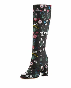 NUEVAS Botas Altas a la Rodilla de Cuero Pintado Floral (Talla 36) - ¡Precio de venta sugerido por el fabricante $1,560.00! - Imagen 1 de 12