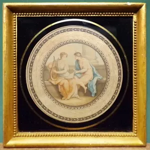Antique Framed Engraving Print Georgian Art Portrait Hand Coloured Small Etching - Picture 1 of 12