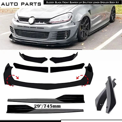 For Volkswagen Polo Front Bumper Lip Splitter Spoiler Side Skirt Bod Kit Foto 1 de 4