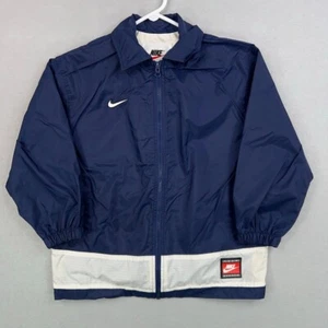 Vintage Nike Windbreaker Kids Small Blue White Track Jacket Performance Swoosh - Picture 1 of 10