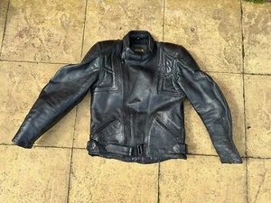 Vintage Mens BIKERS PARADISE Black Leather Motorcycle Jacket UK Size 42 - Picture 1 of 16