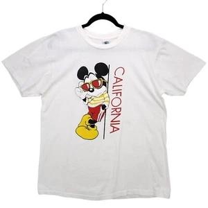 Vintage Disney Tshirt T's Mickey Mouse Wearing Glasses California White Large - Picture 1 of 16