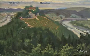 Die Mosel Marienburg Artist H Seck 1919 Soldier Mail Passed Censor Postcard - Imagen 1 de 2