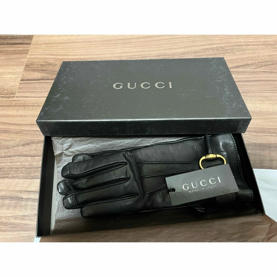 Auténticos Guantes Gucci Vintage Cuero Talla 7.5 Sin Stock No Usados Foto 1 de 4