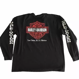 Harley Davidson Los Cabos Langarm T-Shirt Schwarz Y2K Herren Größe L ? 44 Zoll EUC - Bild 1 von 10