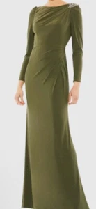 Vestido largo Mac Duggal 55695 verde oliva talla 8 venta al por menor $398 - Imagen 1 de 3