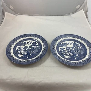 CHURCHILL Blue Willow 10 1/4" DINNER PLATE Staffordshire England Set of 2 NOS - Picture 1 of 7