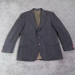 VTG Pendleton Blazer Mens 44 Long Brown Gingham Check Wool Jacket USA Sport Coat - Picture 1 of 12