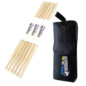 Keepdrum 5A Hickory baquetas 3 pares con bolsa de bordado - Imagen 1 de 3