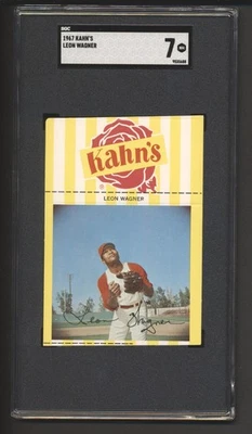 1967 年 Kahn's Wieners 棒球 Leon Wagner SGC 7 克利夫兰印第安人近乎完好 — 第 1/2 张图片