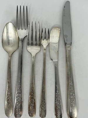 PLATO NOBLEZA ROSA REAL ONEIDA 43 PIEZAS PLACA DE PLATA Utensilios Tenedores Cucharas Foto 1 de 4