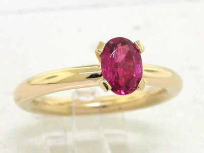 Rubellit Ring 750 Gelbgold 18Kt Gold hot pink Turmalin oval facettiert - Bild 1 von 4