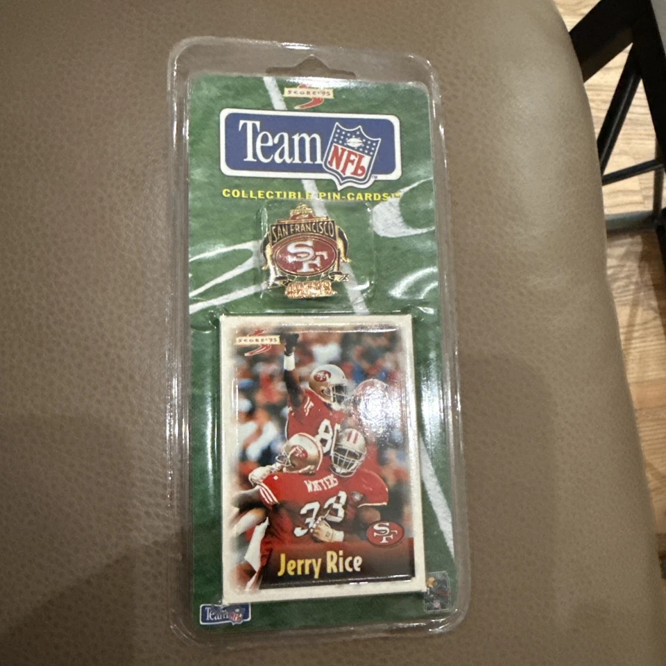 Tarjeta Pin Jerry Rice Team NFL Score 95 paquete original Foto 1 de 2
