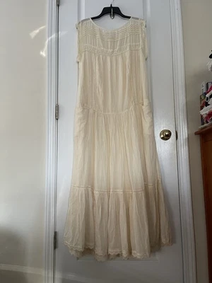 NUEVO CON ETIQUETAS $228 Vestido Free People Padows Edge Marfil Ojales Encaje Pintuck Forrado "M" Foto 1 de 4