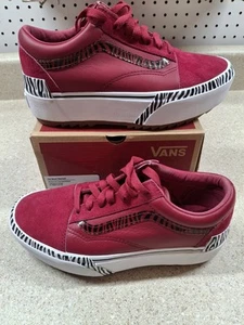 Vans Old Skool Stacked Zebra Plateauschuhe Cerise Pink Nubuk Größe 7 Damen - Bild 1 von 24