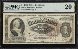 Fr. 220. 1886 $1 Silver Certificate. PMG Very Fine 20. - Picture 1 of 2
