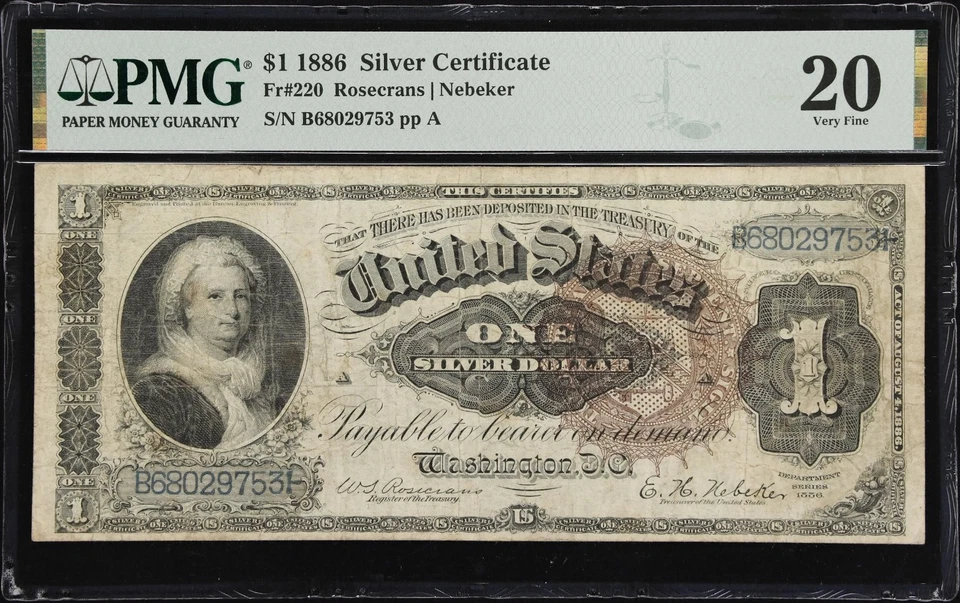 Fr. 220. 1886 $1 Silver Certificate. PMG Very Fine 20. - Image 1 of 2