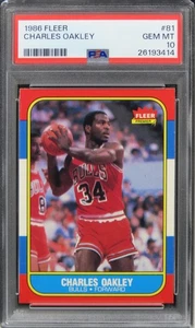 1986 Fleer Charles Oakley ROOKIE RC #81 PSA 10 GEM MINT - Picture 1 of 2