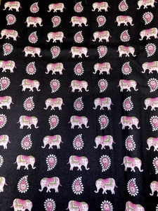 Vera Bradley Pink Elephants Retired Black Cotton Fabric 1/2 HALF YARD 18"x 59" - Picture 1 of 3