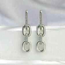 2.00Ct Round Cut Real Moissanite Drop Dangle Earrings 14k White Gold Plated
