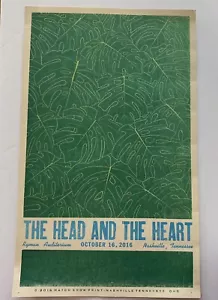 THE HEAD AND THE HEART 2016 Ryman Nashville HATCH SHOW PRINT Concert Poster Tour - Picture 1 of 5