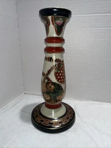 Satsuma asiatischer Kerzenständer 9 1/2" hoch Vintage handbemalt - Bild 1 von 5