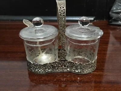 Elegante juego de olla de mostaza doble de Wilhelm Binder, Schwäbisch Gmünd, alrededor de 1900 Foto 1 de 4