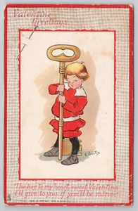 Little Boy Holds The Key to His Heart Valentine Tuck Postcard E. Curtis 1908 - Picture 1 of 5