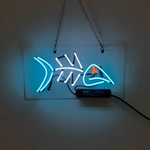 14"x7"Fish Bone Neon Sign Light Restaurant Home Room Nightlight Wall Hanging Art - Picture 1 of 1