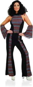 Women`s 1970s Disco Fever Cher Costume S - XL Pop Star Rainbow Suit Halloween - Picture 1 of 6