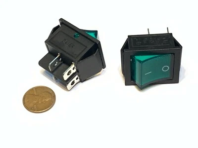 ENDLESSPARTS 2 Pieces Green 4 pin kcd4 20a rocker switch on off latching 12v 125v ac dc B5