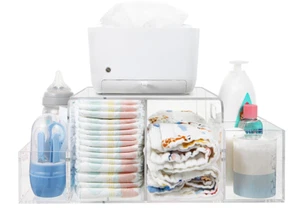 Windel Caddy Acryl Baby Wickeltisch Organizer Kommode Tischplatte Organizer - Bild 1 von 10