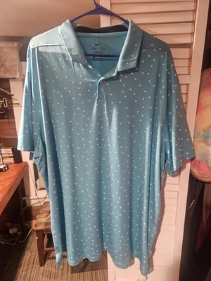 Camisa Polo Nike Para Hombres XXL Azul Estampado Floral Dri-Fit Vapor Golf Manga Corta Foto 1 de 4