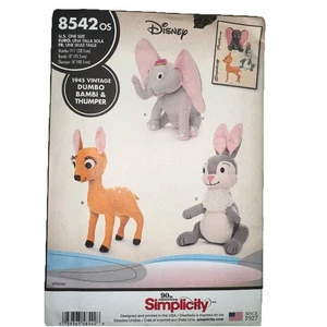 Simplicity 8542 Sewing Pattern Disney Dumbo Bambi Thumper 1945 Vintage Repro OS - Picture 1 of 6