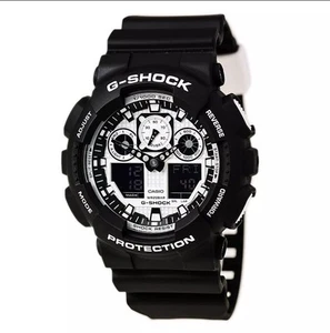 Orologio Uomo Casio G-Shock Ana-Dig Cinturino Resina Bianco/Nero GA100BW Batteria Nuova - Foto 1 di 3