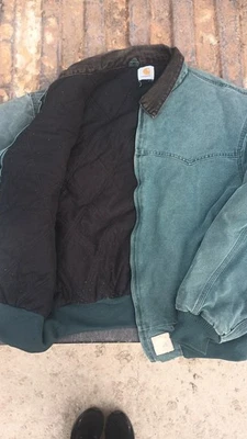 РЕДКАЯ винтажная джинсовая куртка Carhartt Santa Fe J14DTL бирюзовый синий мужской M 1990-е Y2K - Изображение 1 из 3