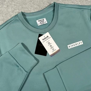 Felpa girocollo Hurley 304 artiglieria uomo media verde acqua manica lunga pullover - Foto 1 di 8