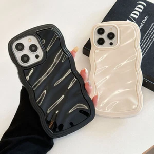 2 in 1 Handyhülle einfarbig 3D gewellt gebogen für iPhone 16 15 14 Pro Max Cover - Bild 1 von 19